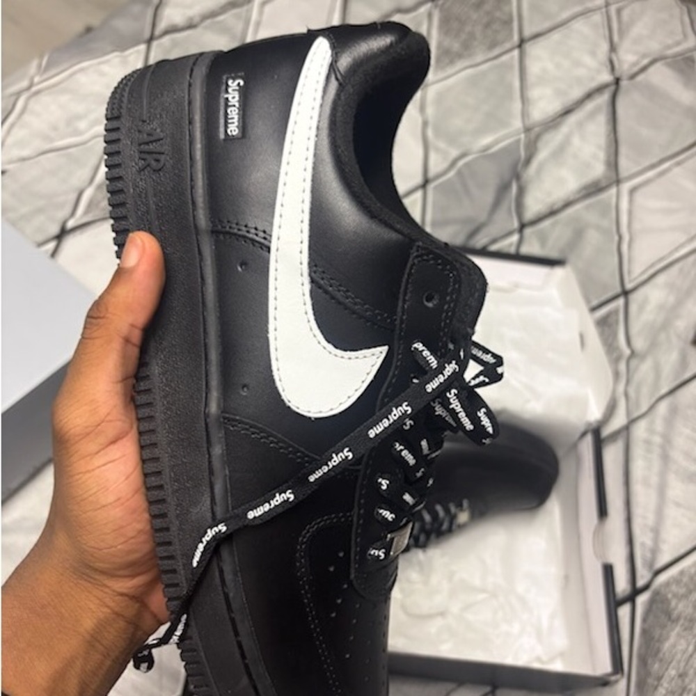 Supreme Black Sneakers with White Swoosh